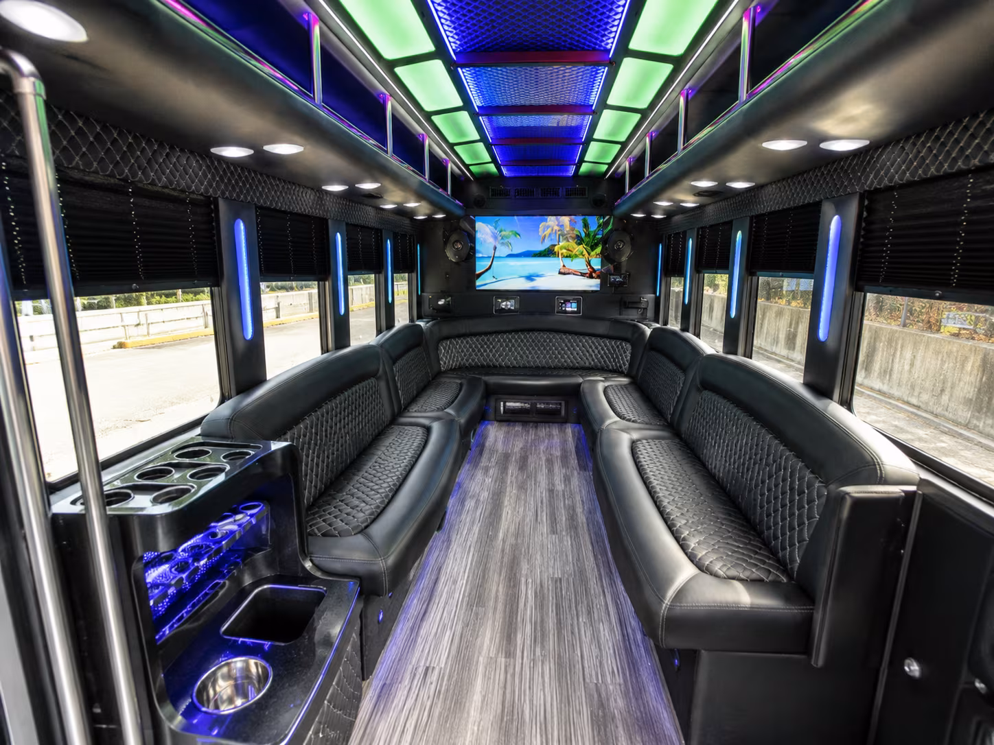 chico 18 passenger party bus inside