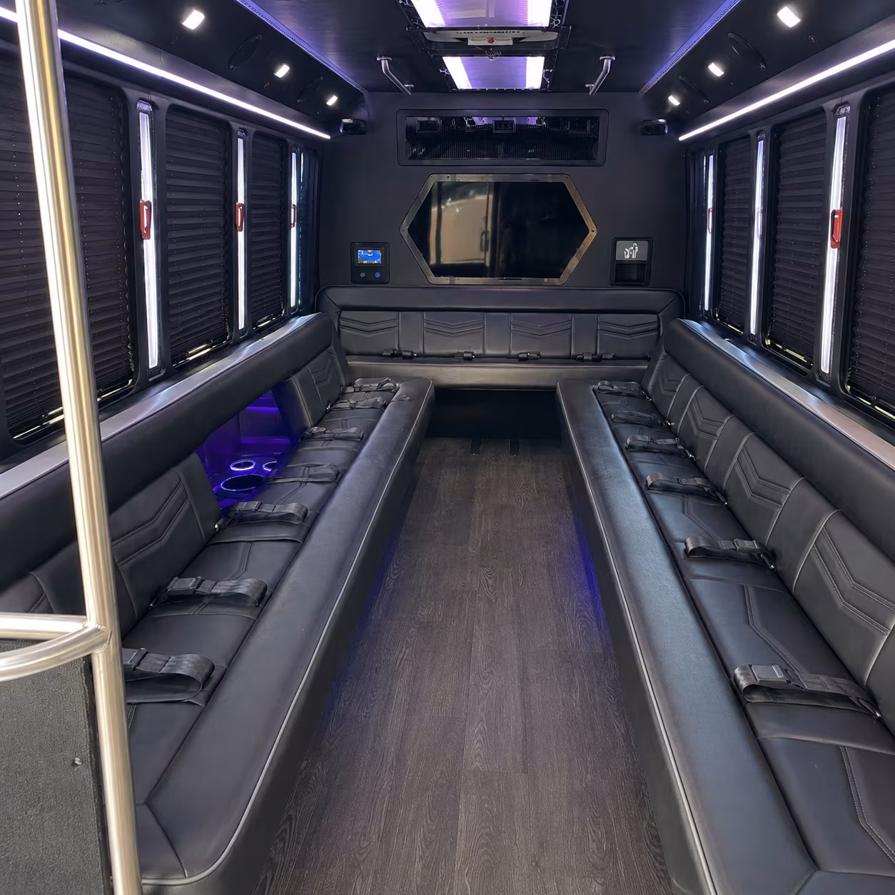 chico 18 passenger party bus interior