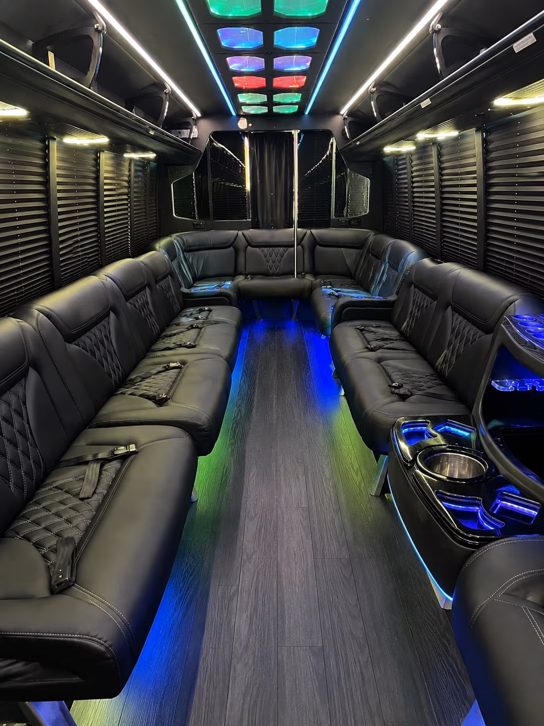 chico 20 passenger party bus interior
