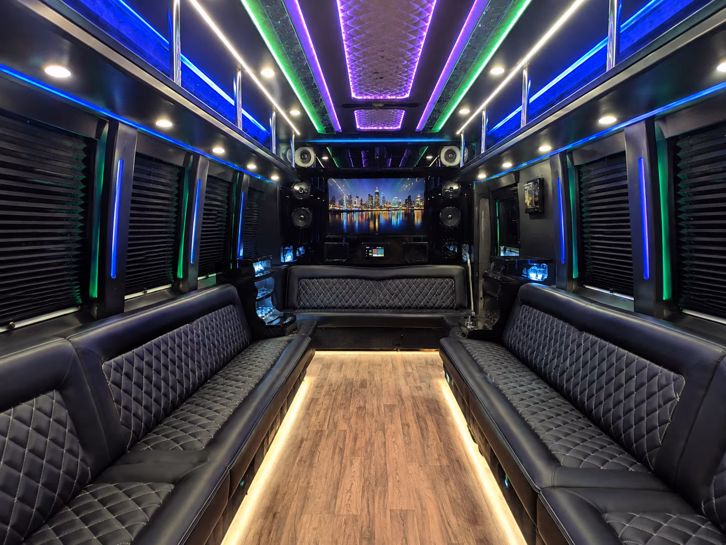 chico 25 passenger party bus interior