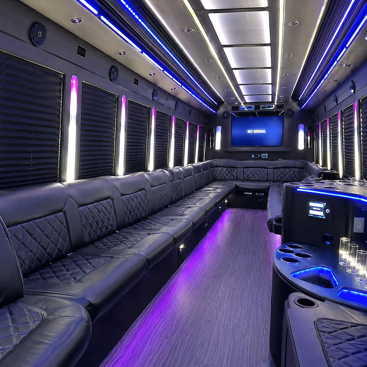 chico 30 passenger party bus inside