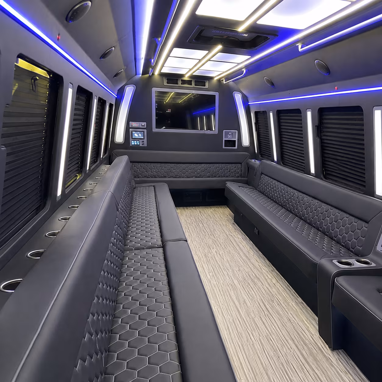 chico 40 passenger party bus inside