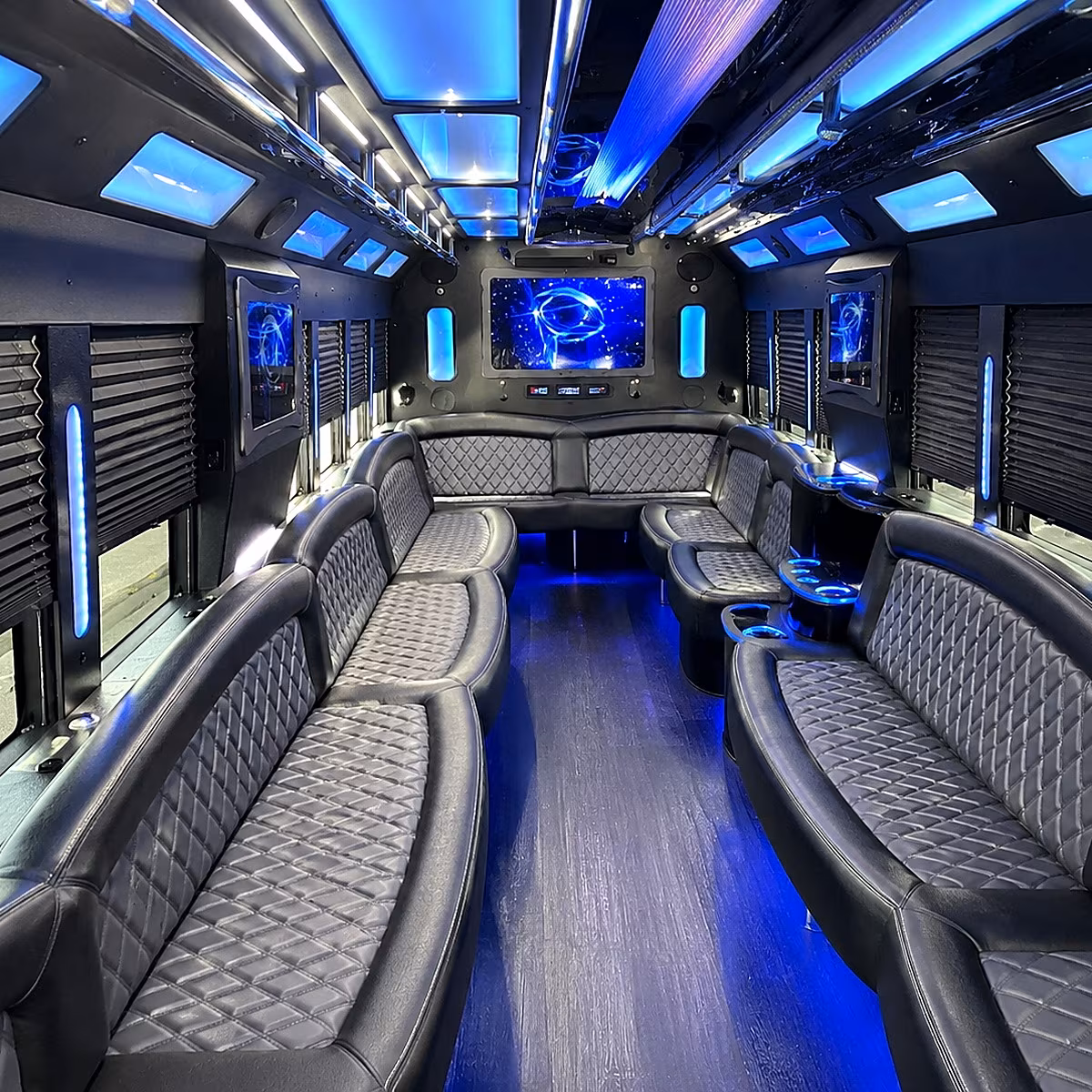 chico 50 passenger party bus interior